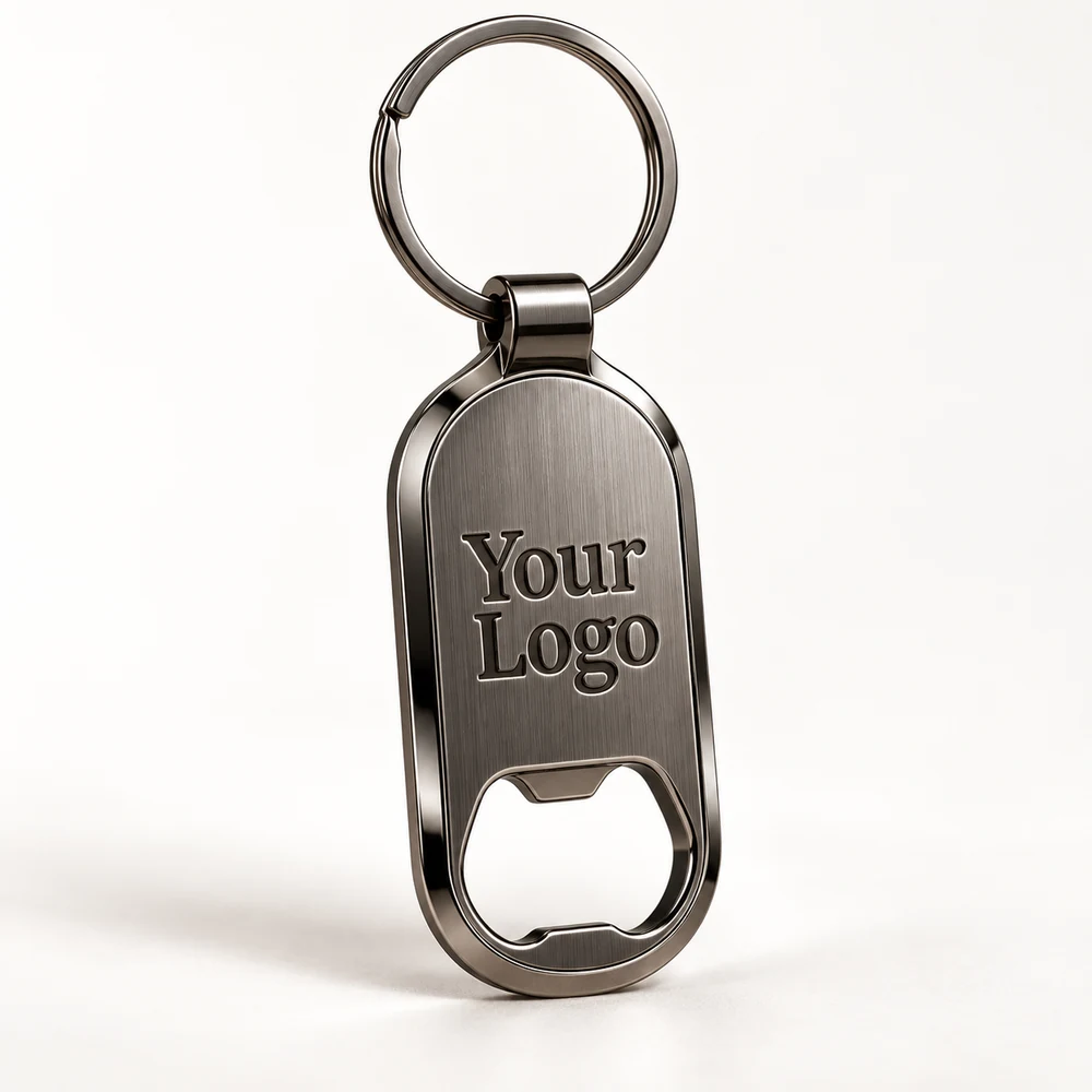Gunmetal Pill Tag Metal Keychain